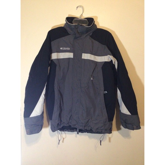 Columbia Other - Columbia Unisex Hooded Jacket Coat Size M Gray Black Zip Lined Long Sleeve SR114